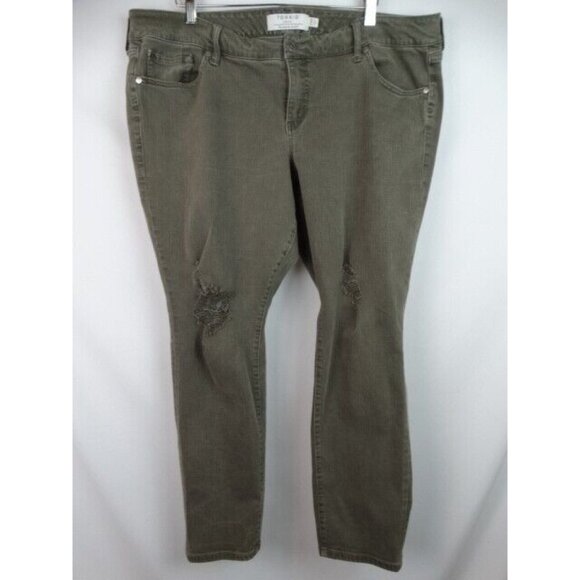 Torrid Women's Jeans Plus Size 20 R Green Boyfriend Distressed Denim Jean Pants - Picture 1 of 10